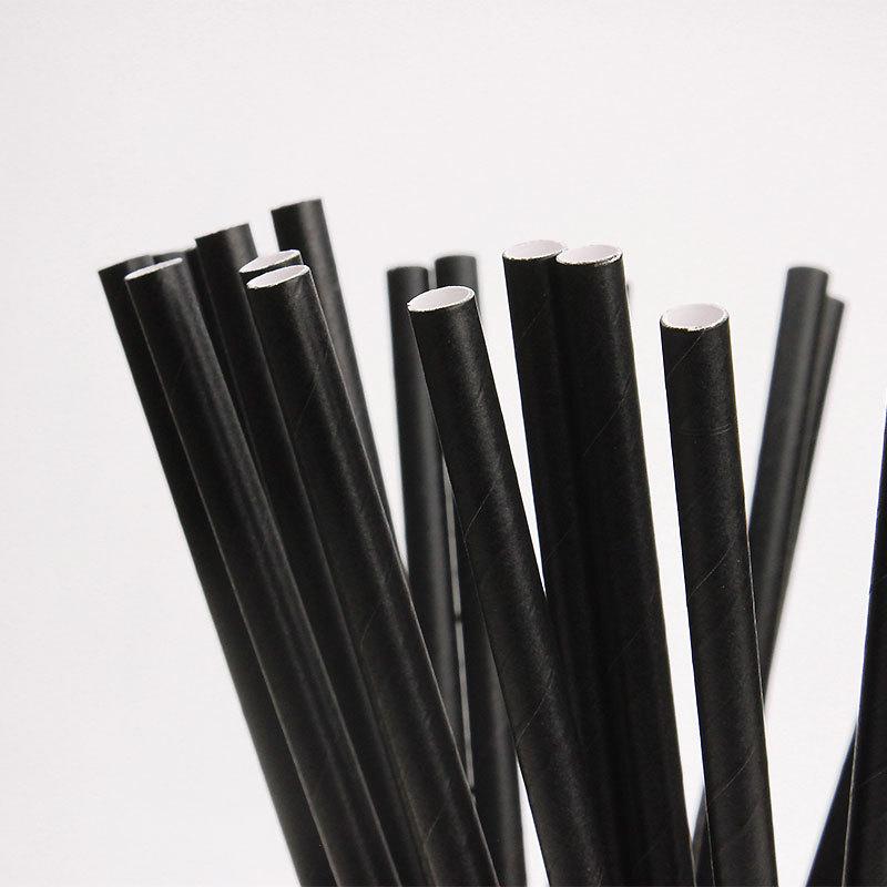 紙ストロー Cafeペーパーストロー ストレート 6mmx210mm 黒 バラ 500本 |  | 02