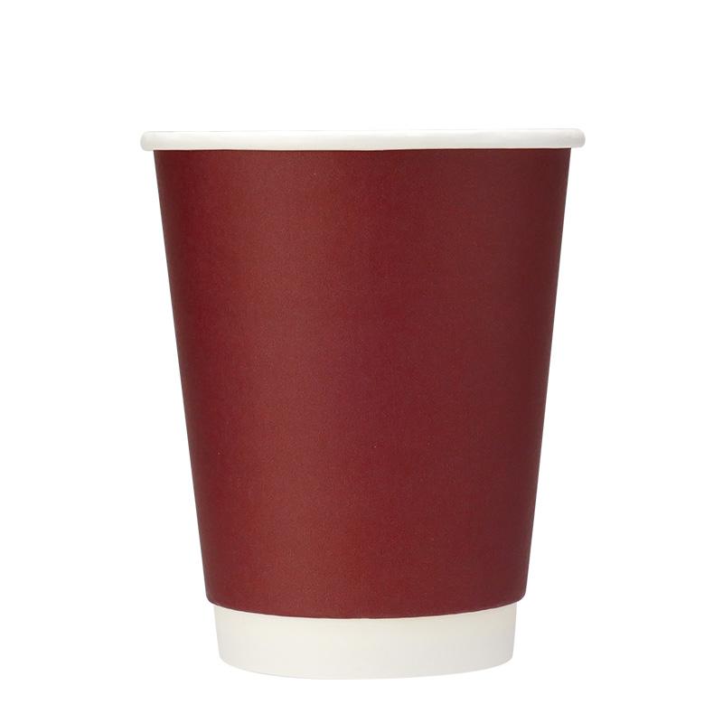 二重断熱紙コップ 12オンス ワインレッド 口径90mm 25個 : e-cafe