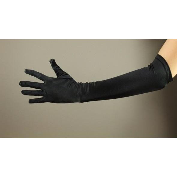 ストレッチサテン ロング手袋(ブラック）プリンセス ロンググローブ  