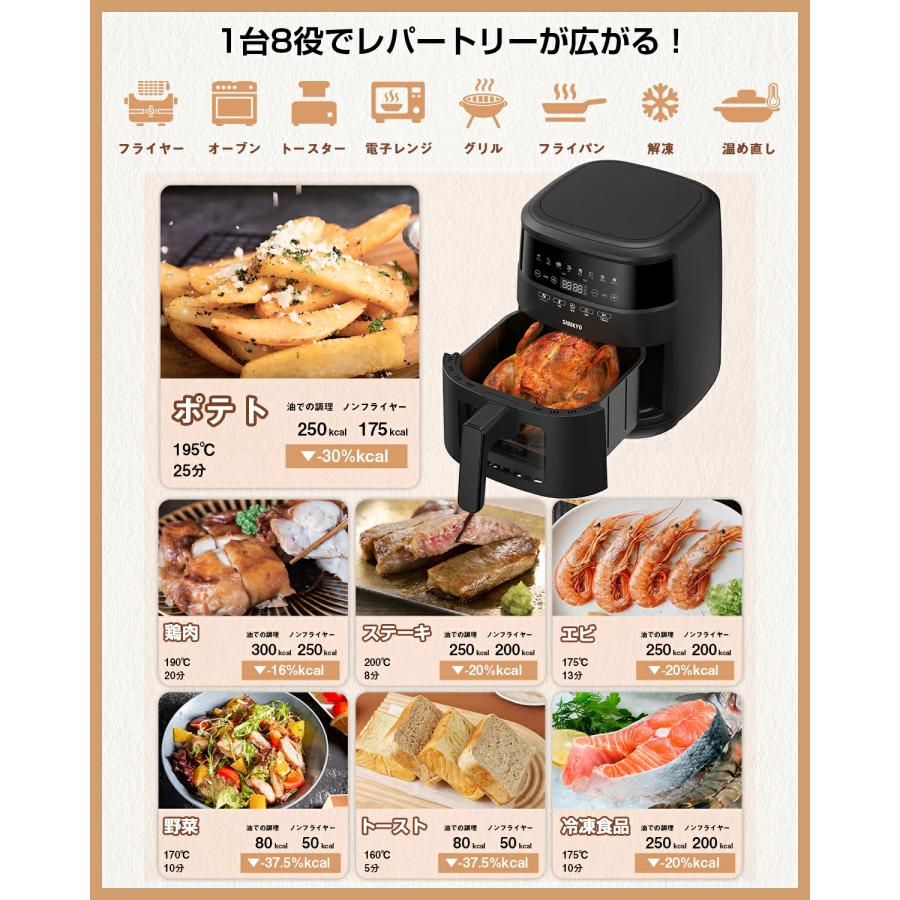 ブラック ノンフライヤー 大容量 タッチパネル Amazon.co.jp: Beelicious ノンフライヤー 4.5L 可視窓 大容量