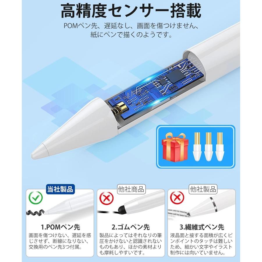 iPad タッチペン 極細 ペンシル USB充電式 超高感度 iPad/スマホ