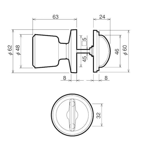 川口技研 ホーム戸襖錠 室内用 BS 65mm戸襖用 対応扉厚24mm〜33mm GIKEN｜e-comebiyori｜03