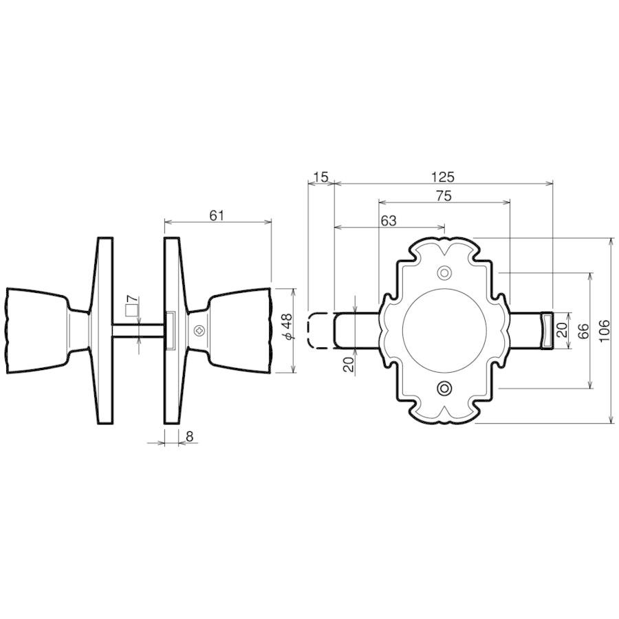 川口技研 宮殿1号ラッチ錠 塗装ブラウン 室内用 BS 65mmノブ用 対応扉厚28mm〜45mm｜e-comebiyori｜03