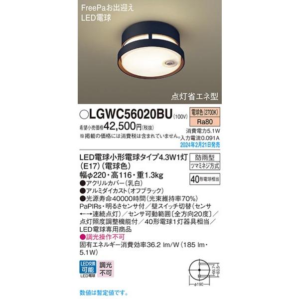 Panasonic（パナソニック） ポーチライト センサー付 ブラック LED