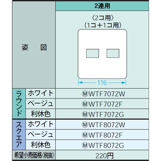 Panasonic（パナソニック） WTF7072W コンセントプレート2連用（2コ用