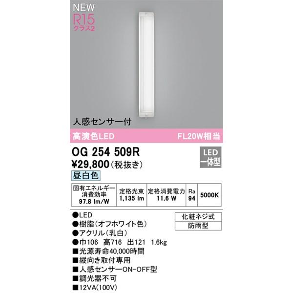 ODELIC オーデリック ポーチライト センサー付 LED(昼白色) OG254509R  
