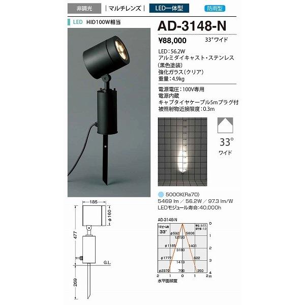 AD-3148-N 山田照明 屋外用スポットライト 黒色 LED（昼白色） 33度_1
