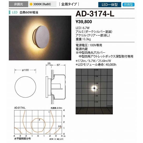 AD-3174-L 山田照明 レール用ベースライト ブラック 全周タイプ LED（電球色）の画像
