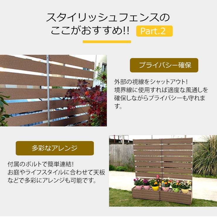 おしゃれ 庭 屋外 一体型スタイリッシュフェンス 1800×900mm フラット 単品 人工木 4524804110810 【樹脂】