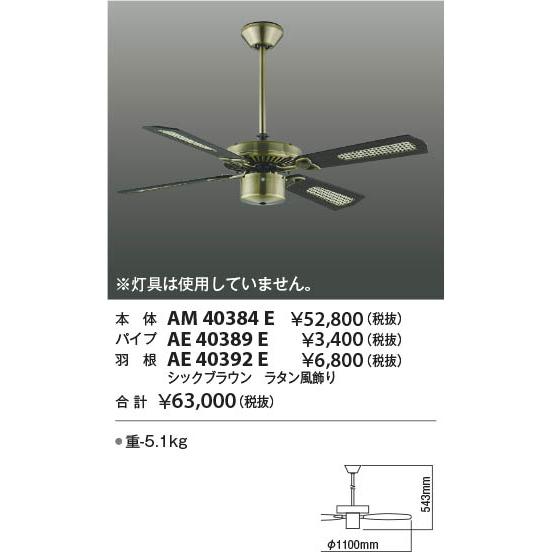 コイズミ照明 AM40384E コイズミ シーリングファン : コネクト
