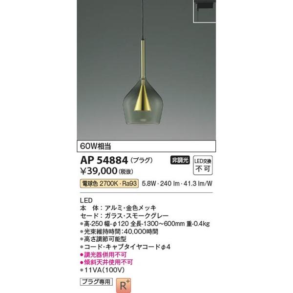 AP54884 コイズミ レール用ペンダントライト LED（電球色） (AP51139 後継品)の画像