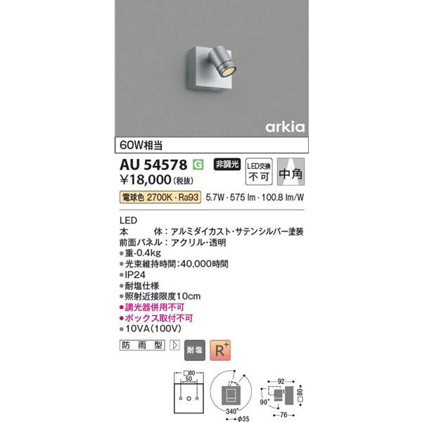 コイズミ照明 AU54578 コイズミ 屋外用スポットライト LED（電球