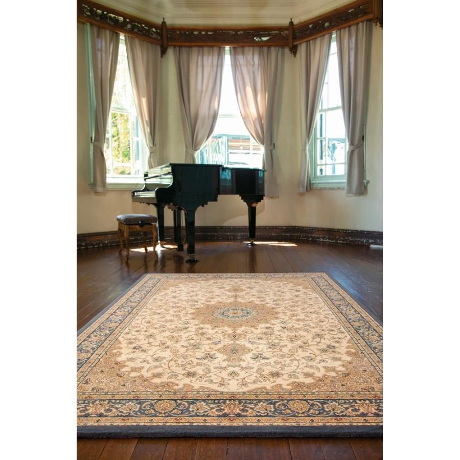 (メーカー直送) カーペット ラグ マット 3畳 200×250 ブルー ペルシャ絨毯風 ベルギー産 ルル 7280-6454 Globe ディーパス_1