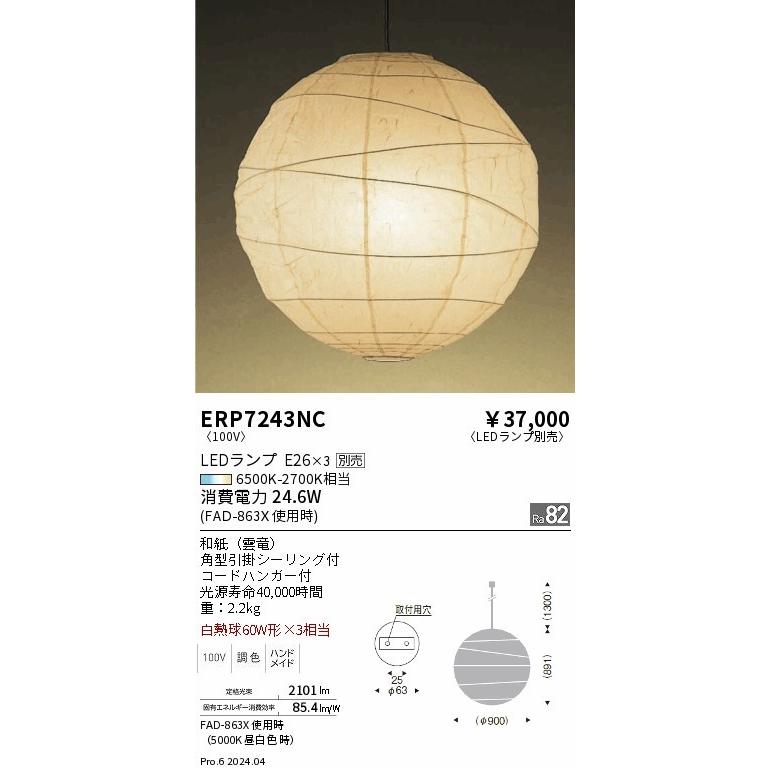 ライト・照明 遠藤照明 ペンダント 和風照明 EP9384N 2個セット