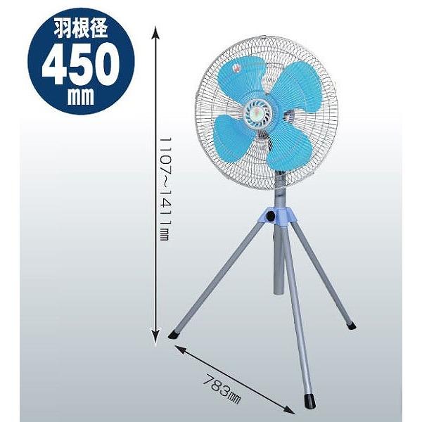 工場扇 45cm 床置き 首振り 工場扇風機 日動工業 大型 強風 三脚型