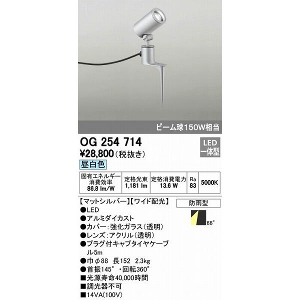 屋外用スポットライト　LED（昼白色）　オーデリック　OG254714