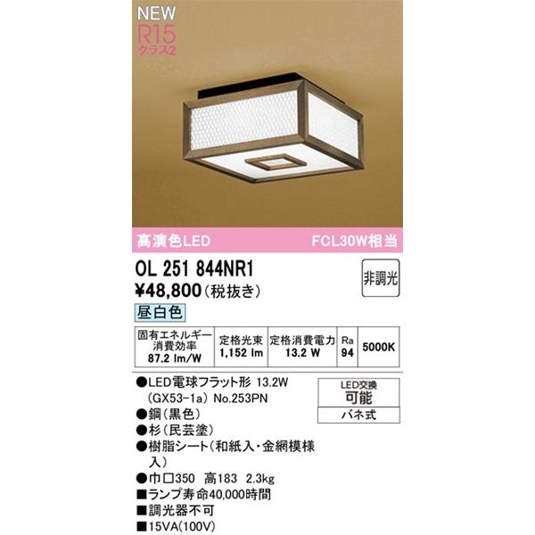 OL251844NR1 オーデリック 和風小型シーリングライト 民芸塗 LED(昼白色)の画像