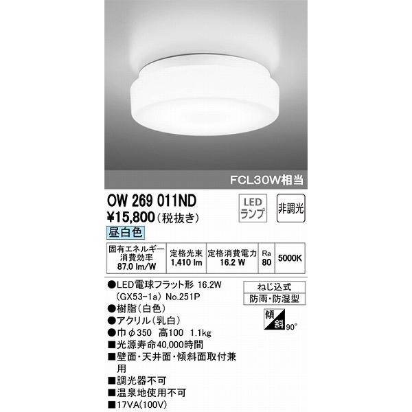 浴室灯 LED（昼白色） オーデリック OW269011ND｜e-connect｜02