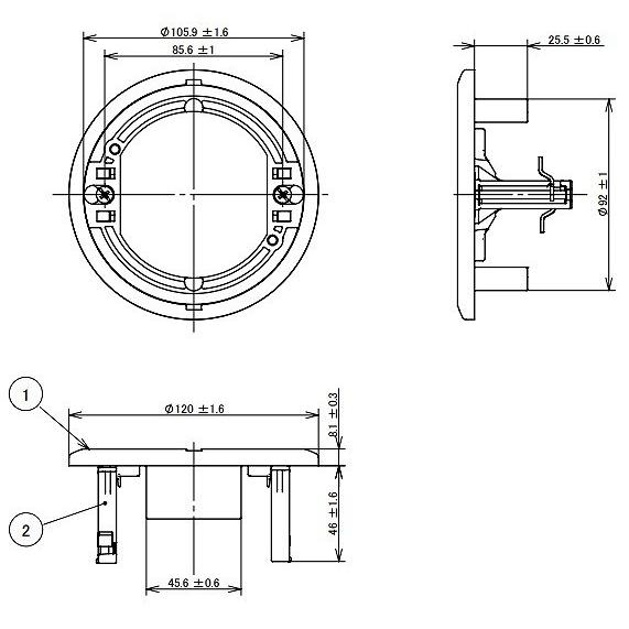 WTK2088 パナソニック 天井取付熱線センサ付自動スイッチ用埋込取付プレート(φ70MM)(埋込穴φ93~96MM用)｜e-connect｜02