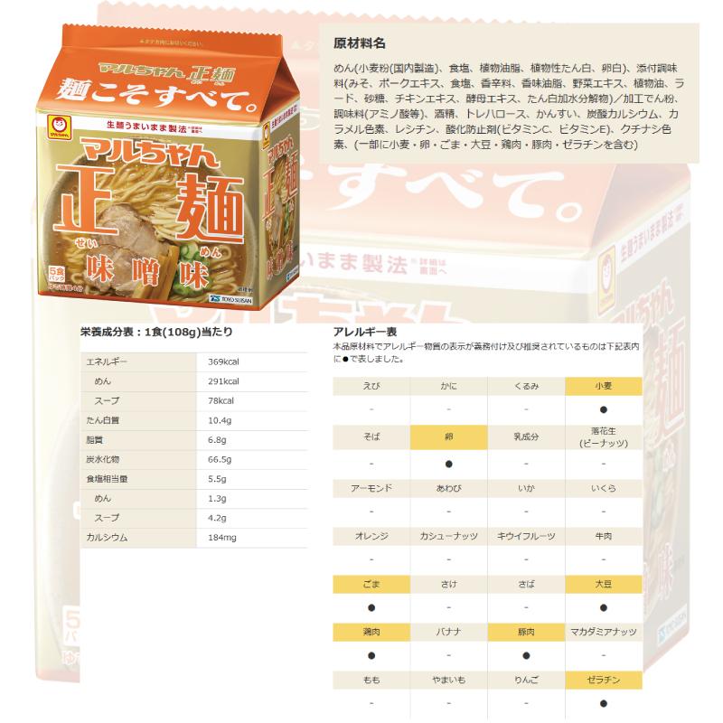マルちゃん正麺 袋めん 5食パック 醤油／味噌／旨塩 3種各2袋セット