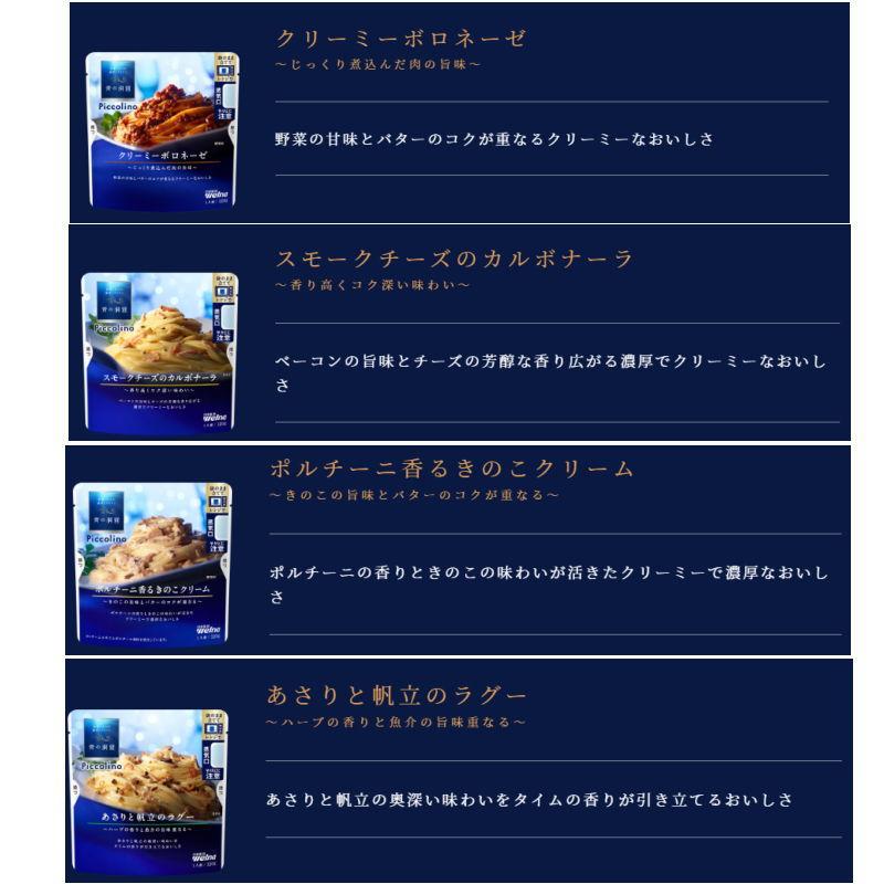 青の洞窟 Piccolino　パスタソース　120g（1人前）選べる15袋　袋のままレンジ調理　レトルト『送料無料(沖縄・離島除く)』｜e-convini｜02