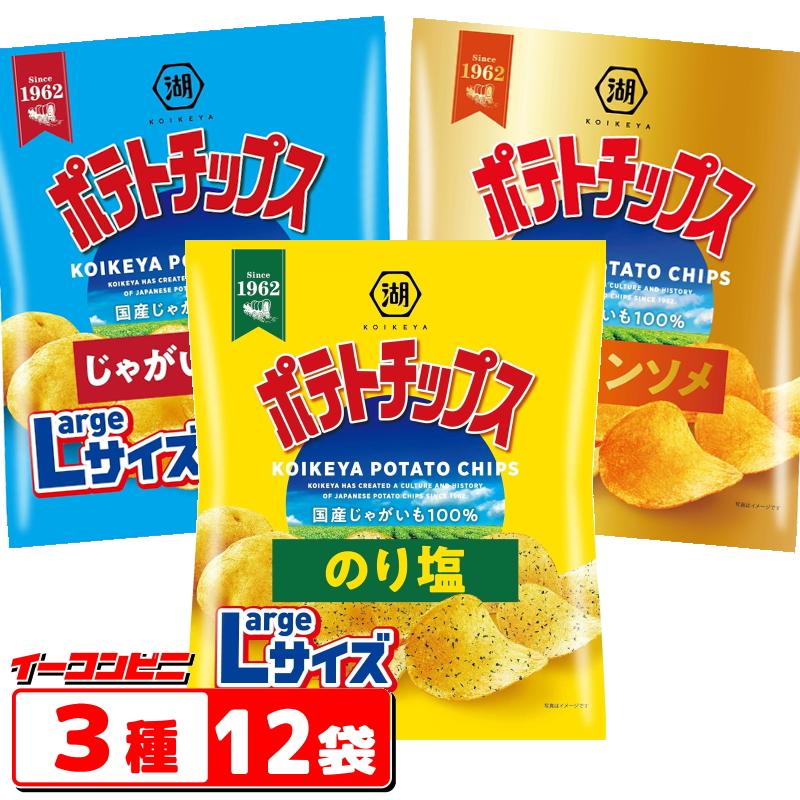 湖池屋（コイケヤ） ポテトチップス Largeサイズ 3種各4袋セット （計