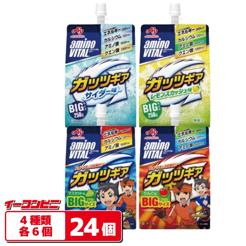 味の素 アミノバイタル ガッツギア　250g パウチ 4種各6個セット（計24個） 【りんご／レモンスカッシュ／サイダー／マスカット】 | アミノバイタル
