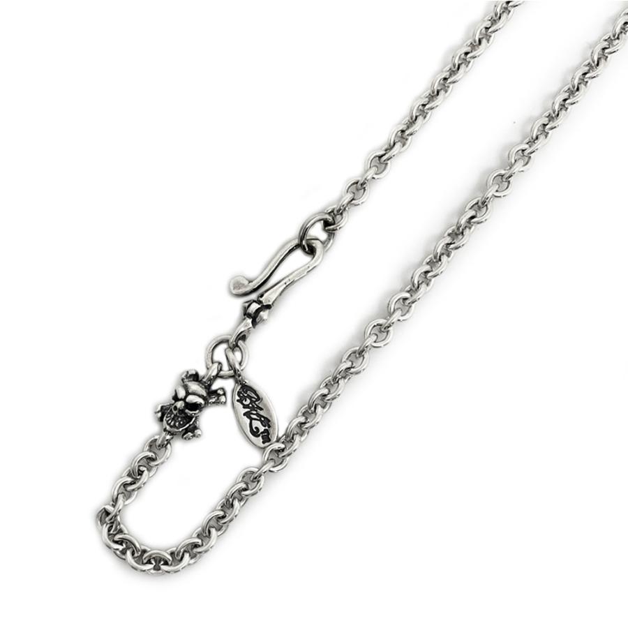 ビルウォールレザー Bill Wall Leather ラウンドチェーン スカルボーンチャーム オーバルBWLタグ Round Chain Tiny Charm Necklace 21inch
