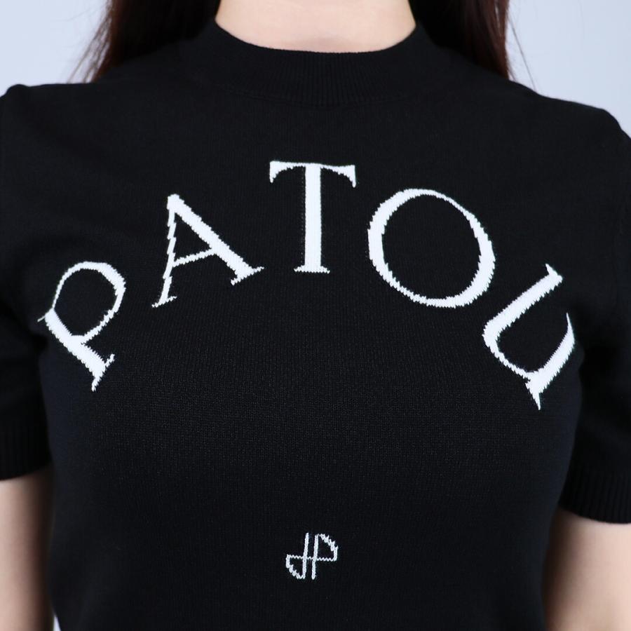 PATOU パトゥ ロゴ 半袖ニット ブラック PATOU（パトゥ） 【並行輸入品】 レディース 半袖ニット ロゴニット