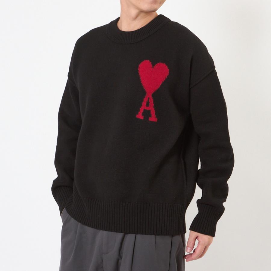 AMI PARIS ニットセーター Ami De Coeur クルーネック セーター ブラック | AMI PARIS