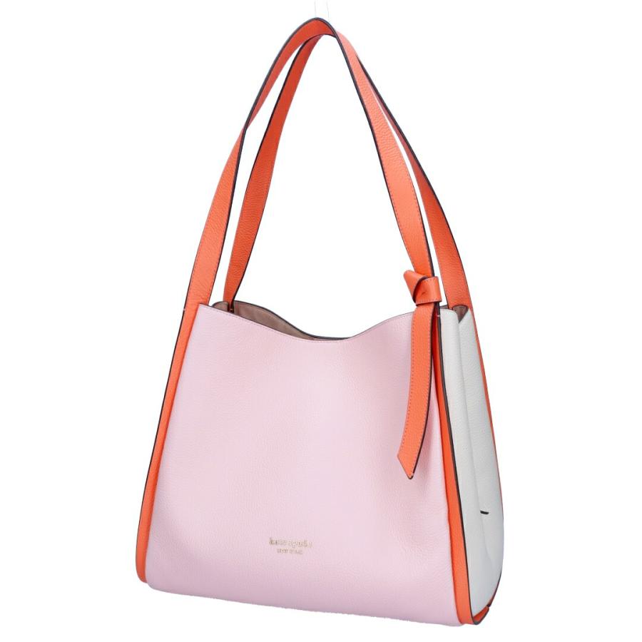 Kate spade(ケイトスペード) ショルダーバッグ美品  - K4385 ベージュ×白×ピンクベージュ レザー ノット カラーブロック ラージ ショルダーバッグ | ケイト・スペード