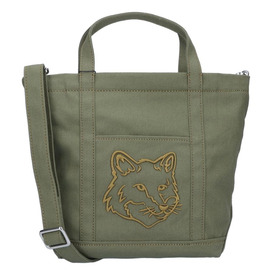 メゾンキツネ MAISON KITSUNE 2WAYバッグ フォックスヘッド スモール トート LM05103WW0107 P384 MILITARYGREEN｜e-cross｜06