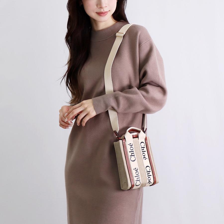 【並行輸入品】 クロエ CHLOE 2WAYバッグ WOODY NORTH SOUTH CHC24AP243I26 90U WHITEBROWN1 MINI TOTの画像