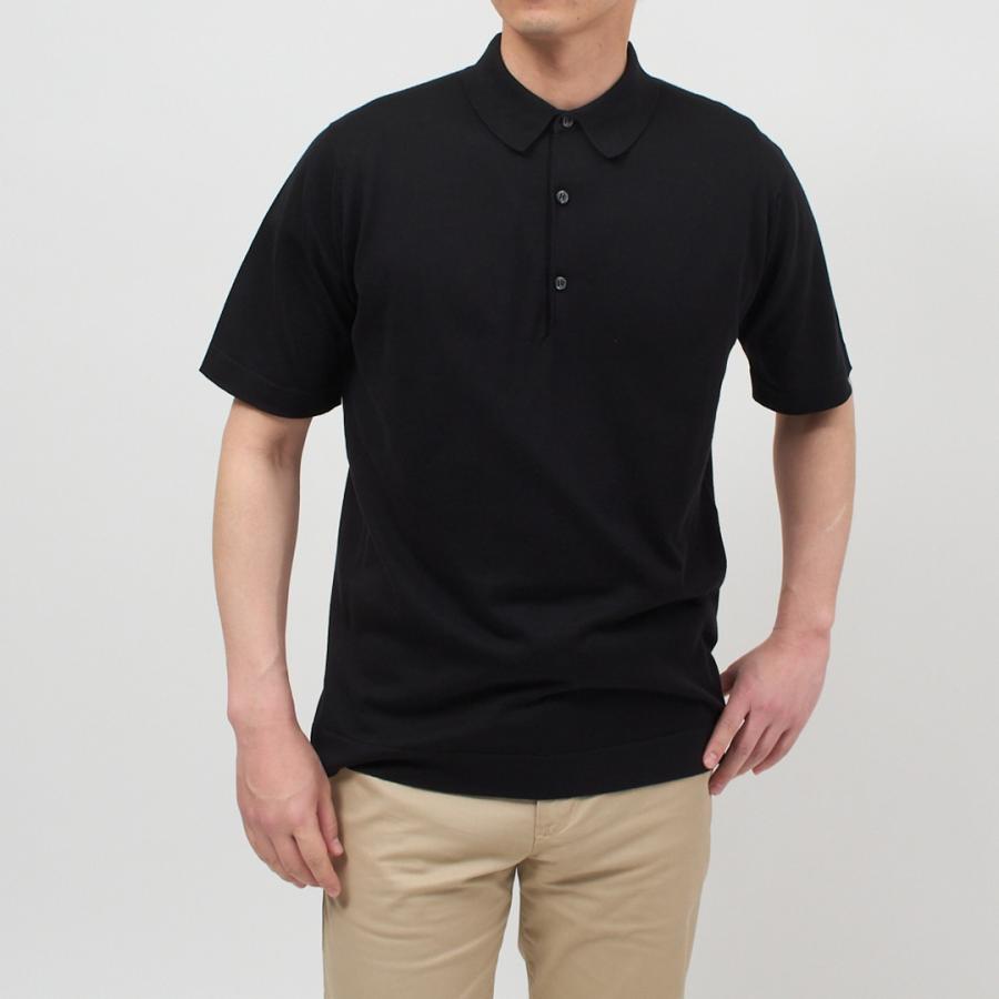 【並行輸入品】 ジョンスメドレー JOHN SMEDLEY メンズ 半袖 ポロシャツ カットソー MYCROFT シーアイランドコットン STANDARD FIT BLACK