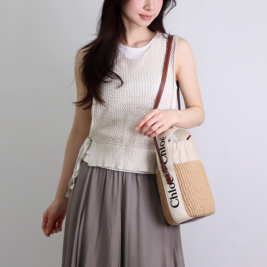 Chloe CHC22SS381G55101 関税送料込 クロエウッディ スモールバスケット ホワイト レディース レザー
