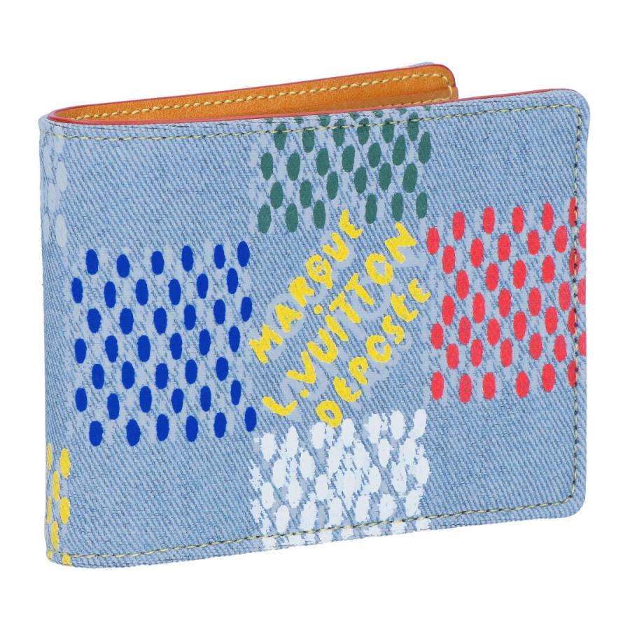 ルイ ヴィトン◎ポルトフォイユ マルコ ダミエ シャドウ ブルー 二