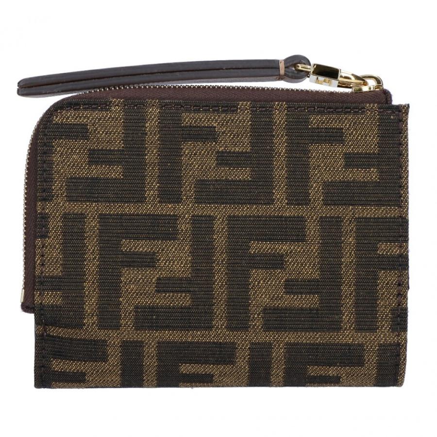 【並行輸入品】 フェンディ FENDI 折財布 二つ折り財布 ZUCCA JAGUARD 8M0519 A98P F0A6E BACCO+DARK BROWN+SOFT GOLDの画像