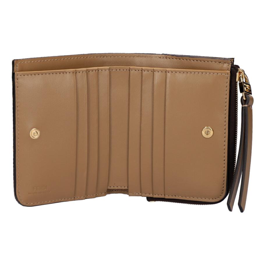 【並行輸入品】 フェンディ FENDI 折財布 二つ折り財布 ZUCCA JAGUARD 8M0519 A98P F0A6E BACCO+DARK BROWN+SOFT GOLDの画像