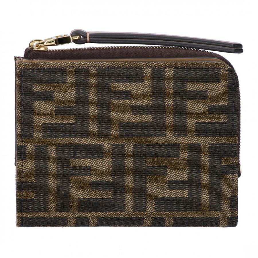 【並行輸入品】 フェンディ FENDI 折財布 二つ折り財布 ZUCCA JAGUARD 8M0519 A98P F0A6E BACCO+DARK BROWN+SOFT GOLDの画像