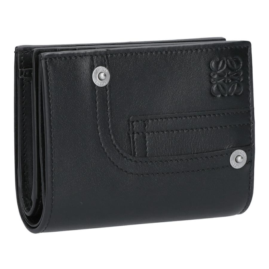 LOEWE ロエベ 黒 レザー コンパクト 折り財布 カードポケット ジップ開閉 LOEWE（ロエベ） 【並行輸入品】 折財布 二つ折財布 パンタ コンパクト