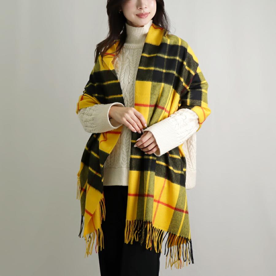 ジョンストンズ 大判ストール カシミヤ イエロー系×チェック ジョンストンズ 大判ストール カシミヤ イエロー系×チェック
