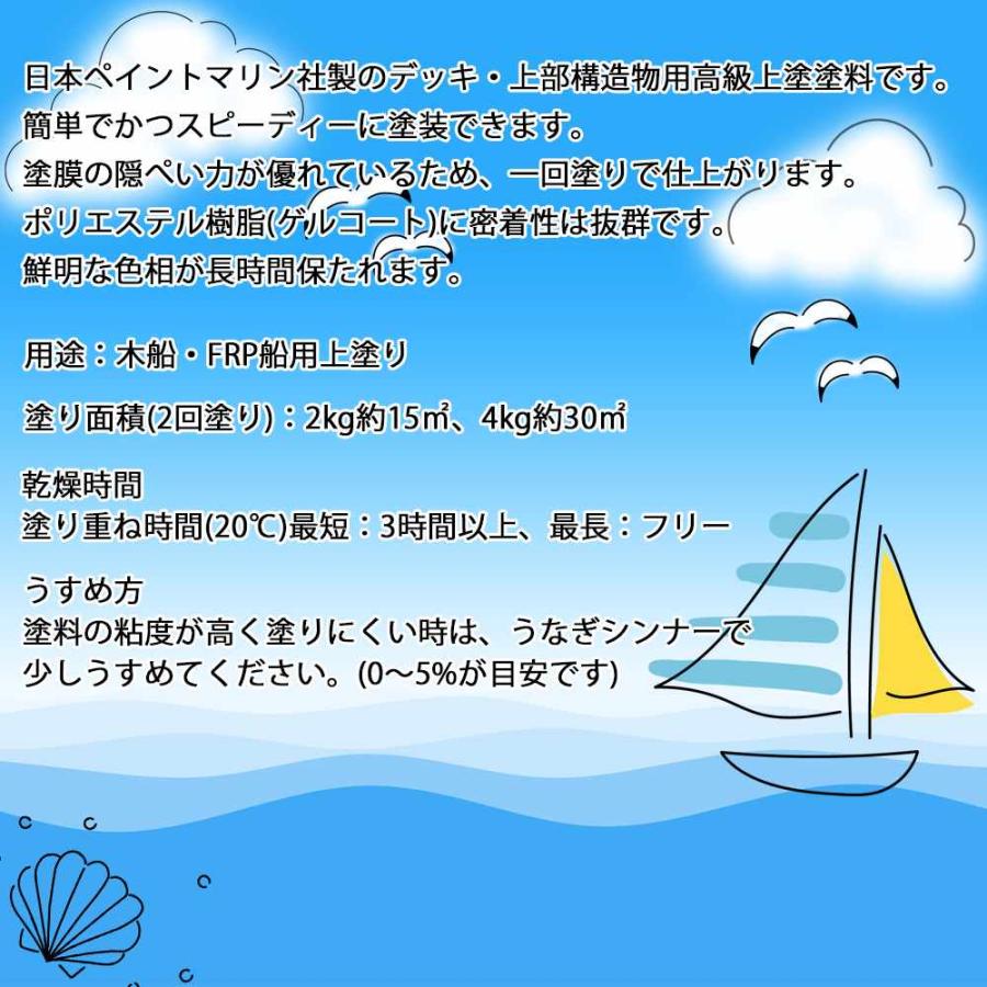 まとめ買い　4缶入　FRPマリン　日本ペイント　上構部　FRP船　4kg　木船の外舷　マリンブルー　漁船　デッキ　塗料