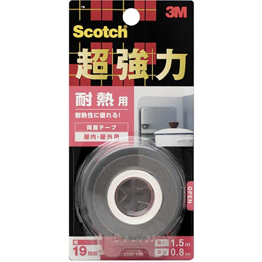 両面テープ スコッチ 超強力両面テープ 耐熱用 ×10巻 幅19mm×長さ1.5m