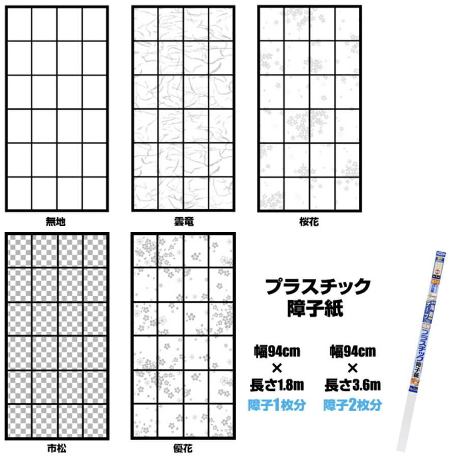 アサヒペン 障子紙 超強プラスチック障子紙 市松 幅94cm×長さ3.6m 障子