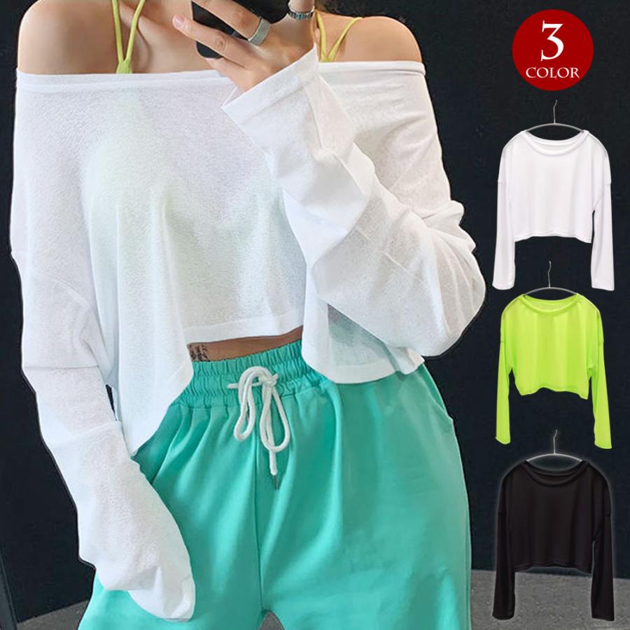 ダンストップス エンボス加工 シースルートップス ショート丈