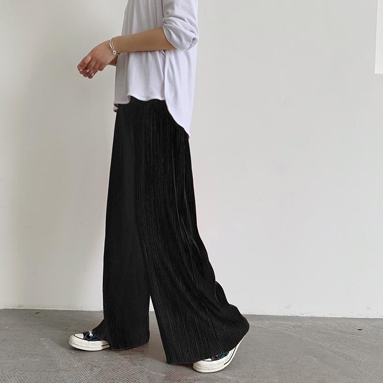 プリーツパンツ セルフカット 秋冬 大人気 レディース 9色 ワイド