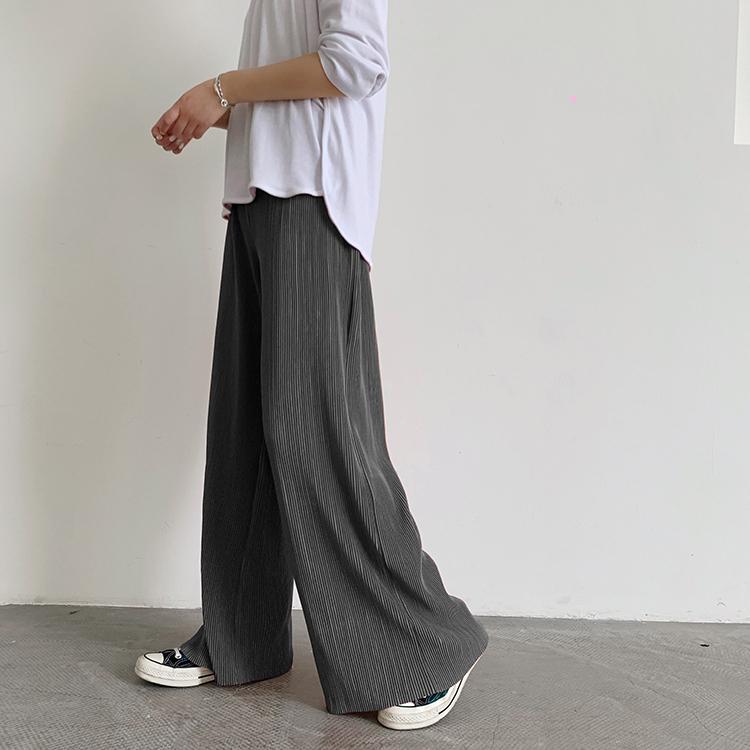プリーツパンツ セルフカット 秋冬 大人気 レディース 9色 ワイド