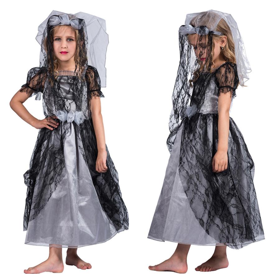 子供ハロウィン衣装子供 女の子 ブラッドウェディングガール ガイコツ ゾンビ  ゾンビの花嫁 キッズ ハロウィン衣装 幼稚園ハロウィン衣装 最新ハロウィン衣装 | 