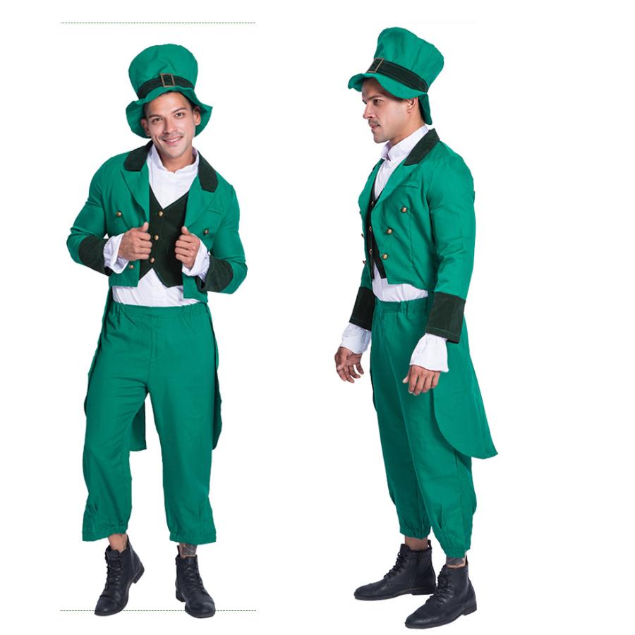 S〜L Men's ハロウィン 衣装  緑 セントパトリックスデーに変身 男性用 メンズ用 ハロウィーン 王様ハロウィン衣装 コスプレ  コスチューム パーティー イベン | 