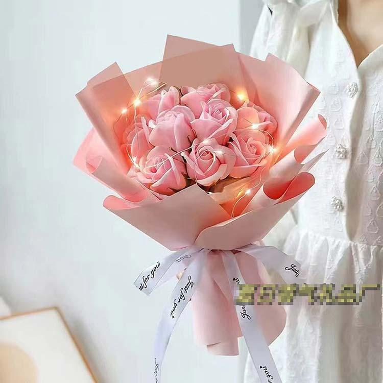 送料無料 ソープフラワー 花束 LEDライト プレゼント ギフト 母の日 卒